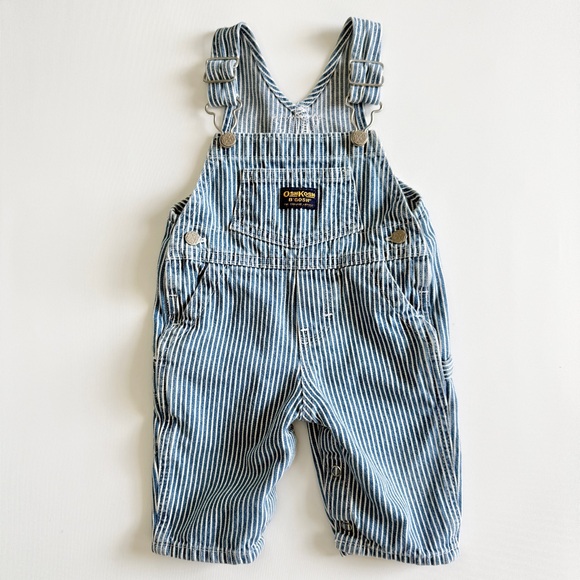 OshKosh B'gosh Other - Vintage Oshkosh Bgosh Overalls Vestbak Blue White Stripe Denim Carpenter 3/6 MO